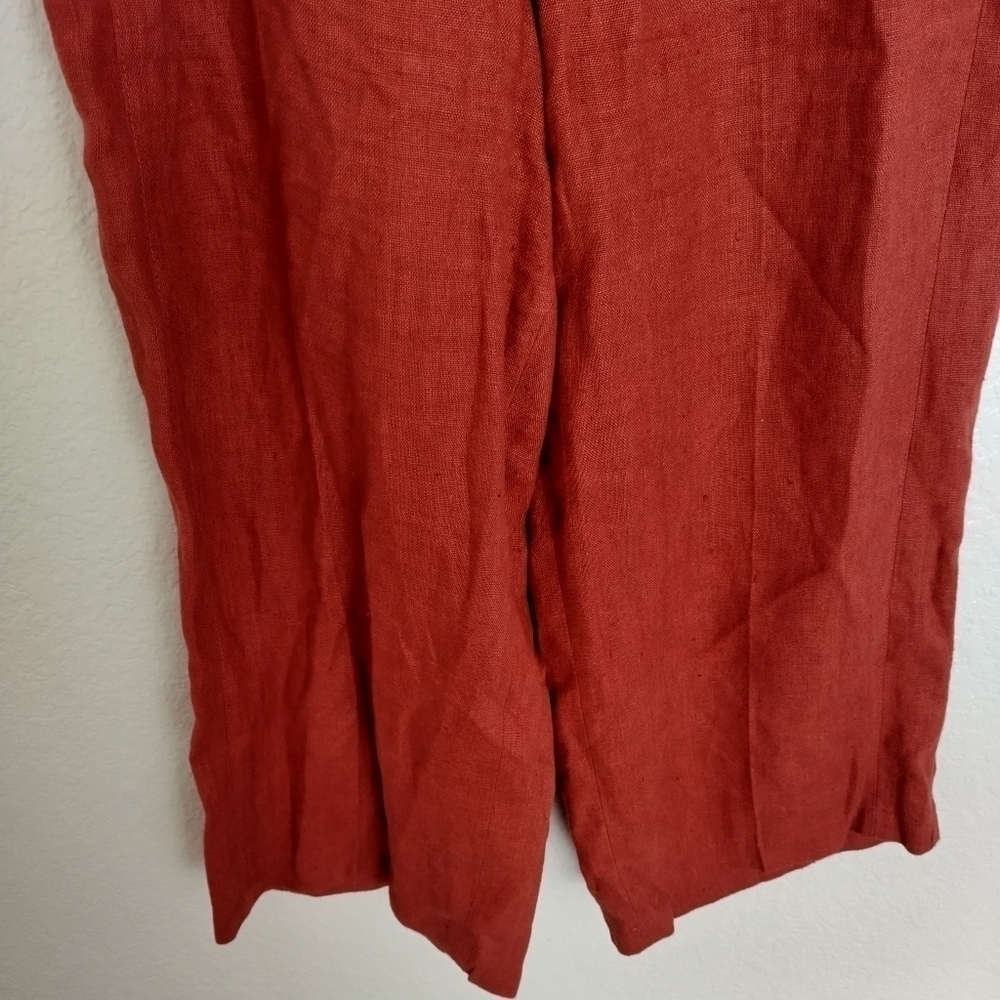 Akris Punto linen wide leg crop high rise pants sz 10 - Picture 3 of 10